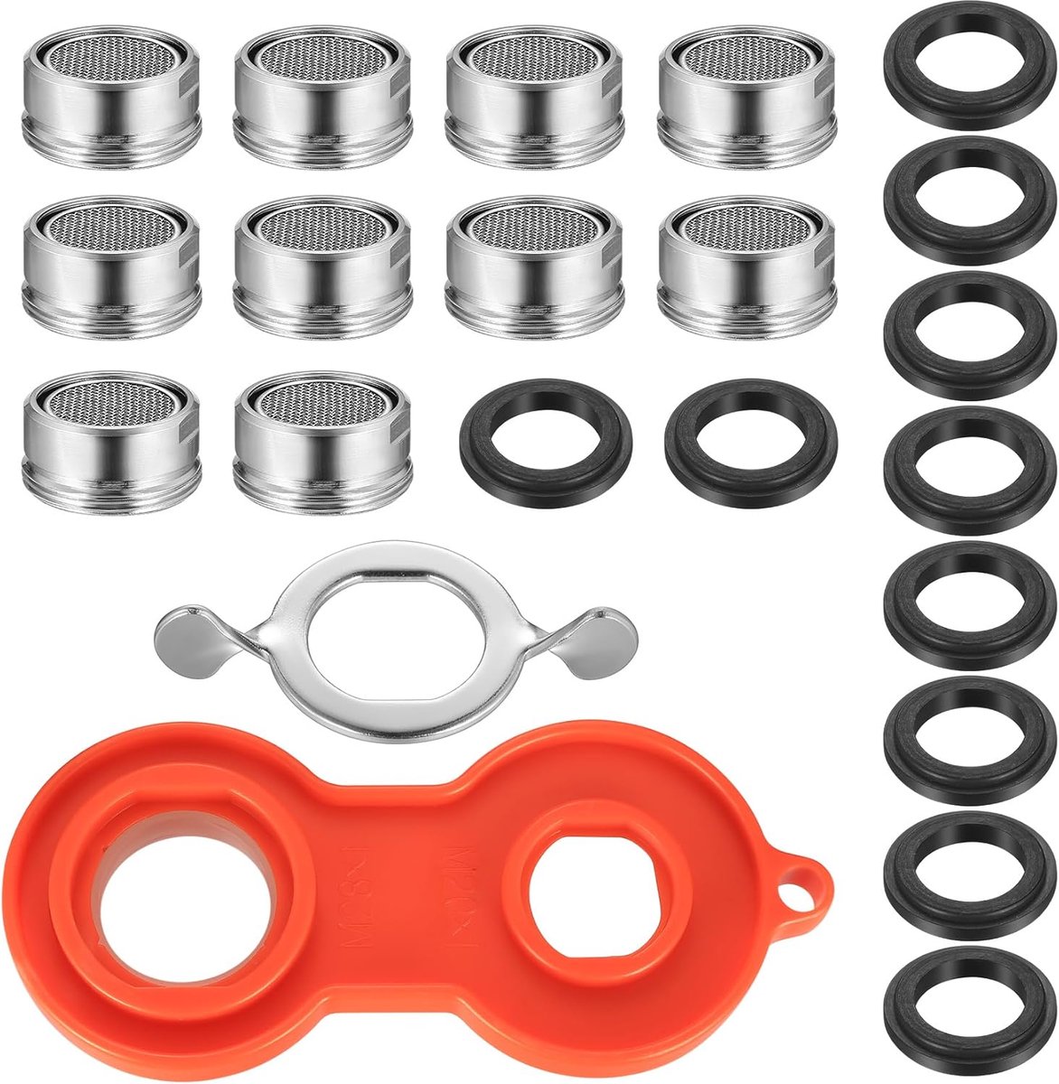 SnelShoppen - 10pcs Keuken Kraanfilter Aerators 24mm Vervangingsonderdelen - Roestvrij Staal & Messing - Waterstroom Optimalisatie - Hoogwaardige Tapf