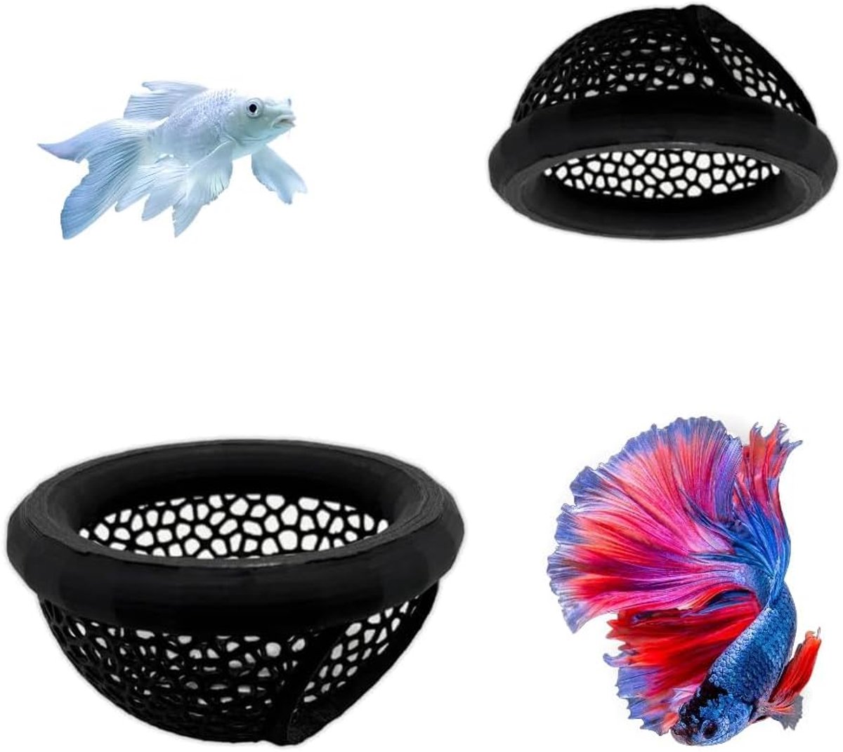 SnelShoppen - 2 Stuks Drijvende Betta Grotten, Aquarium Schuilplaats voor Gevechtvis & Garnalen, Compact Ontwerp, 10x5.5cm en 7x4cm