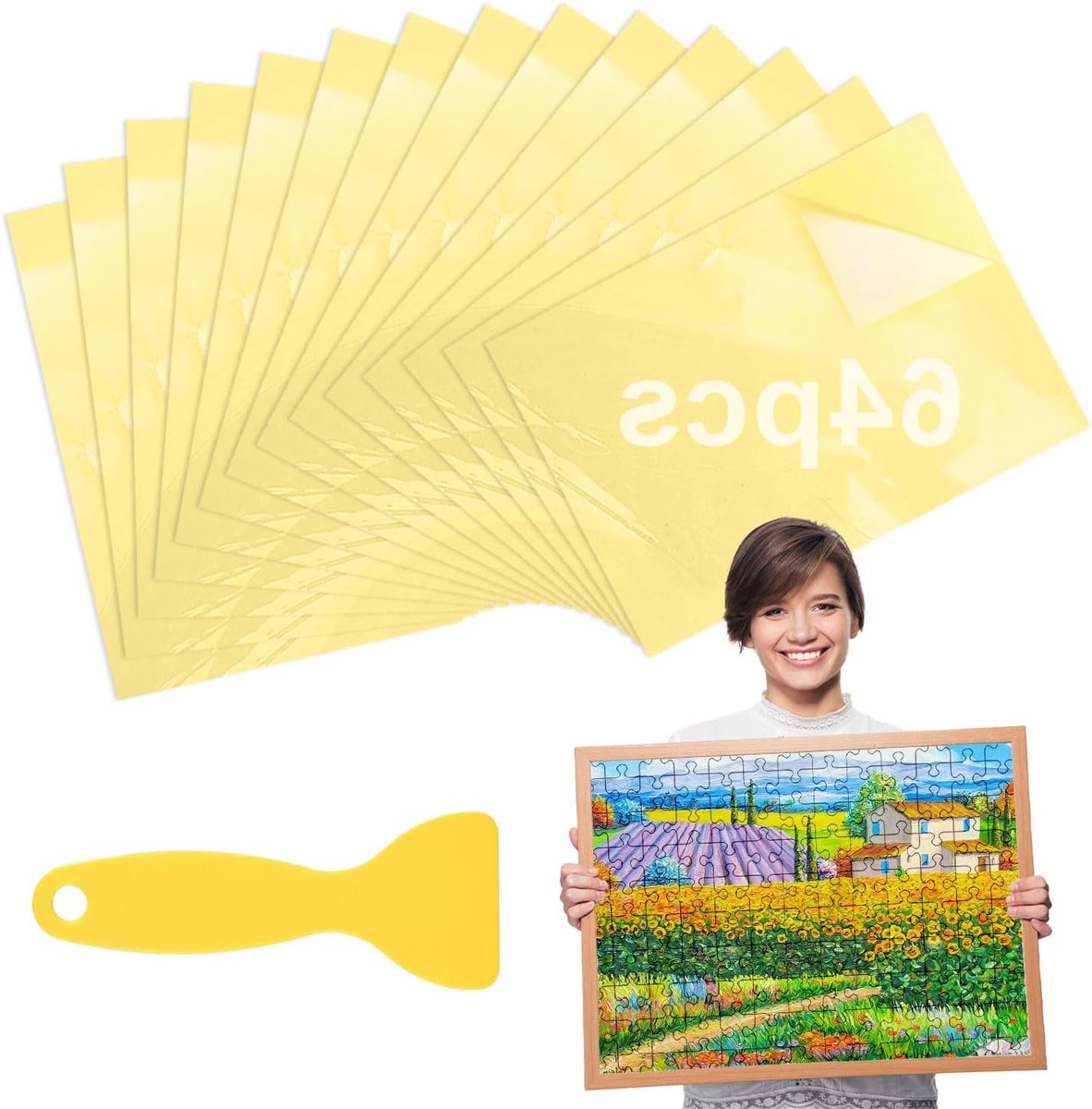 Zelfklevende Puzzel van 64 Stukken - Creatief Puzzelen met Kleurige Afbeeldingen en Duurzaam Materiaal