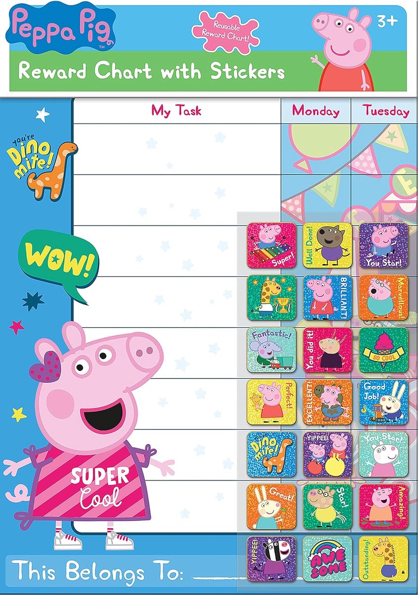 SnelShoppen - Reward Kaart voor Kinderen met 56 Stickers, 29.7x42 cm, Perfect voor Thuisonderwijs, Gedragsbeloning, Lezen, Spelen, Eten, Pottytraining