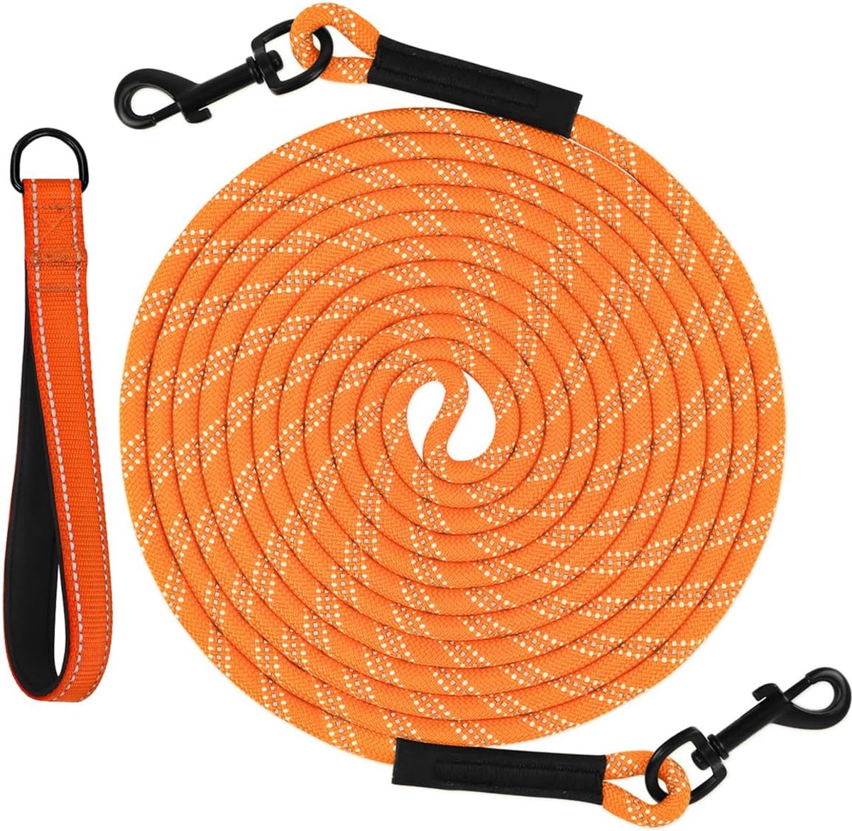 SnelShoppen - Reflecterende Hondenlijn 10 Meter - Lange Training Leash voor kleine, middelgrote en grote honden - Stevige Metalen Haak - Oranje