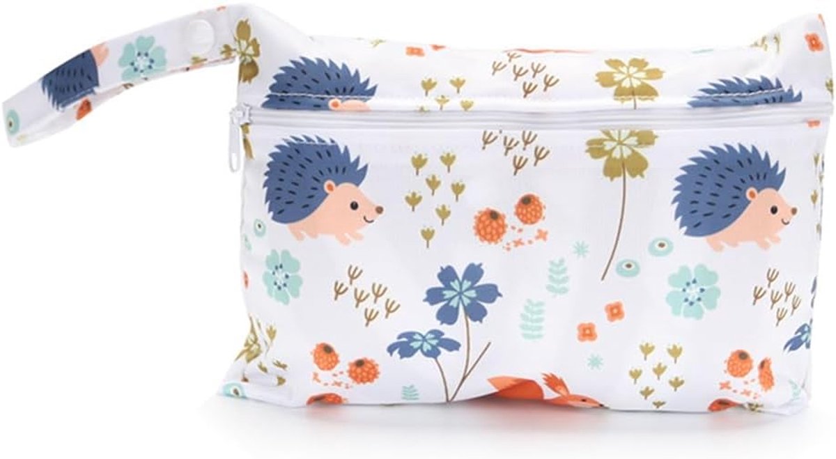 SnelShoppen - Mini Luier Tas met Kleurrijk Dierenpatroon, Waterdichte Nat Zak, Luier Organizer, 22 x 15 cm, Ideaal voor Baby's, Reizen, Strand, Zwemme