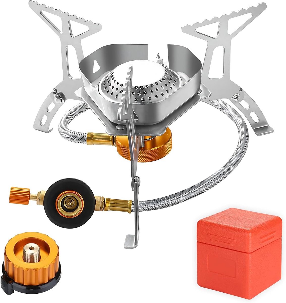 Krachtige Campingkachel 3500W met Piezo-ontsteking, Winddicht en Opvouwbaar voor Buitenactiviteiten, Perfect voor Kamperen, Picknicken en Hiking