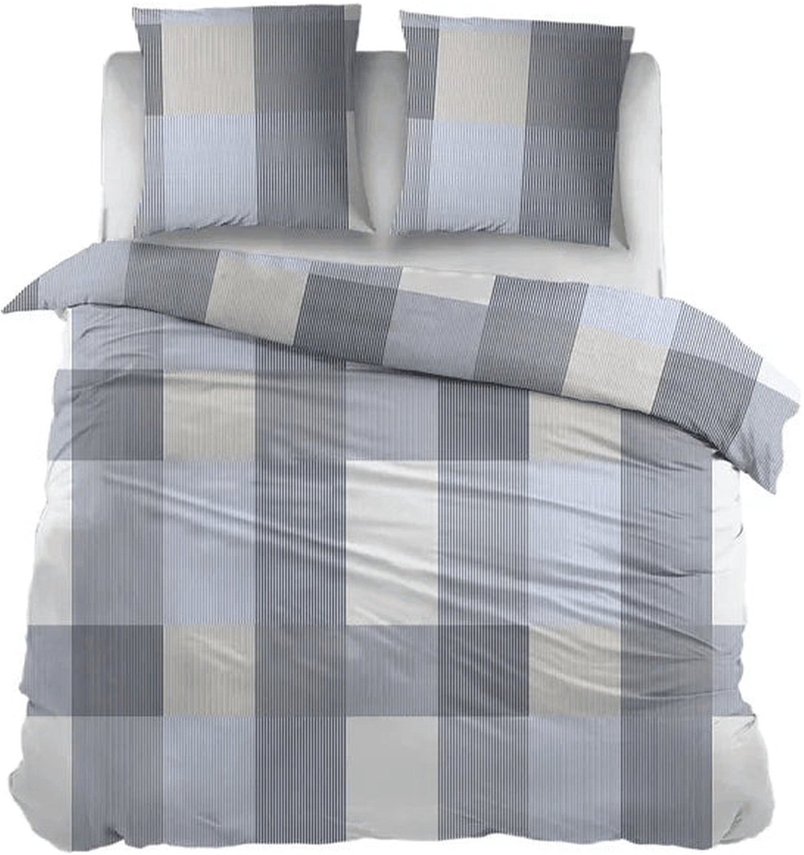 Sleepnight Dekbedovertrek - Blue Ruiten Katoen - B 240 x L 200 cm/B 240 x L 220 cm - Lits-jumeaux - 003482-B 240 x L 200/220 cm