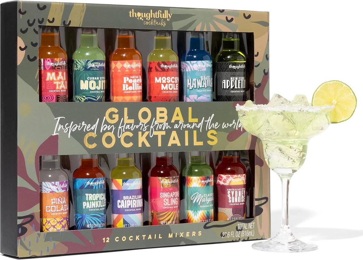 Thijox - Cocktailmixers Set, 12 Stuks, Mixen van Margarita, Mojito, Appletini, Pina Colada en Blue Hawaiian, Alcoholvrij, Perfect voor Feest en Tuin