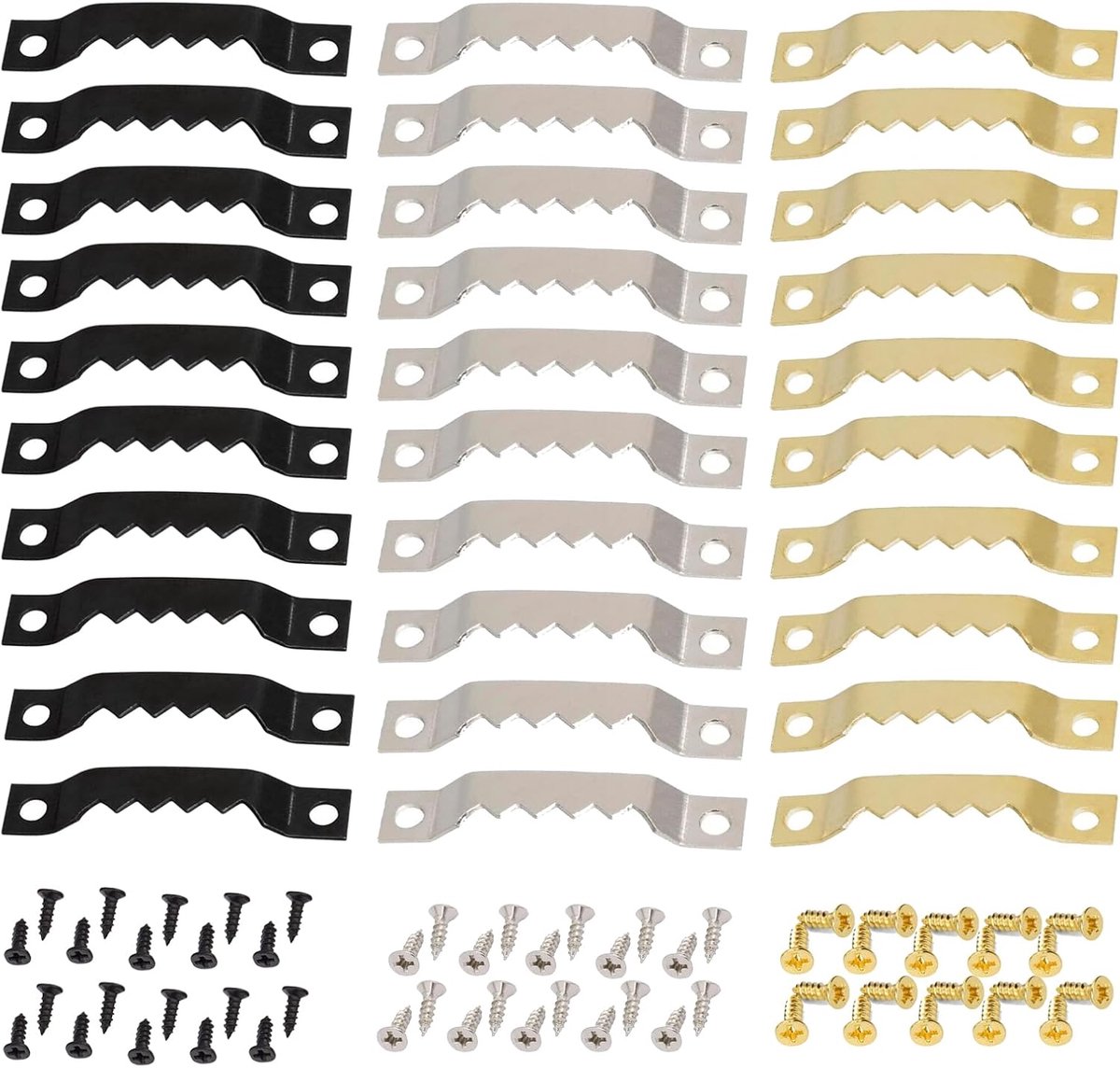 Thijox - 30 Stuks Eenzijdige Gekartelde Fotohaken met Schroeven, Zaagtand Fotohangers voor Schilderijen, Fotolijsten en Kunstwerken, Ideaal voor Thuis