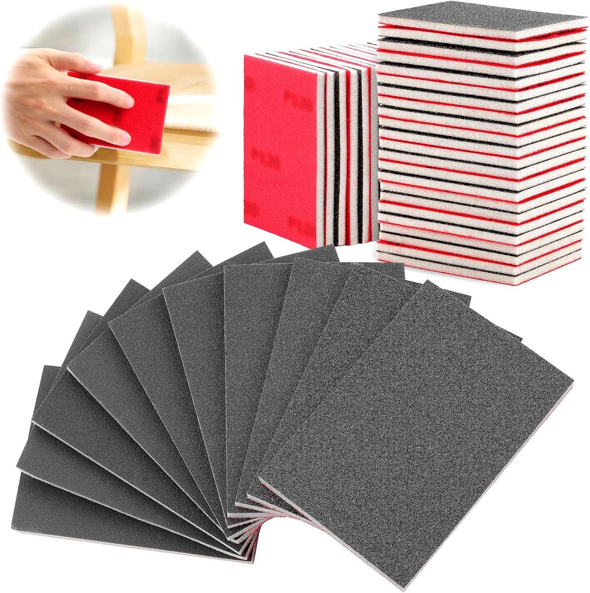 SnelShoppen - 27 Pcs Schuur Sponsen 180-3000 Grit - Flexibele Schuur Pads voor Hout, Meubels, Metaal, Autoreparatie - Zachte Schuurblokken voor Droge