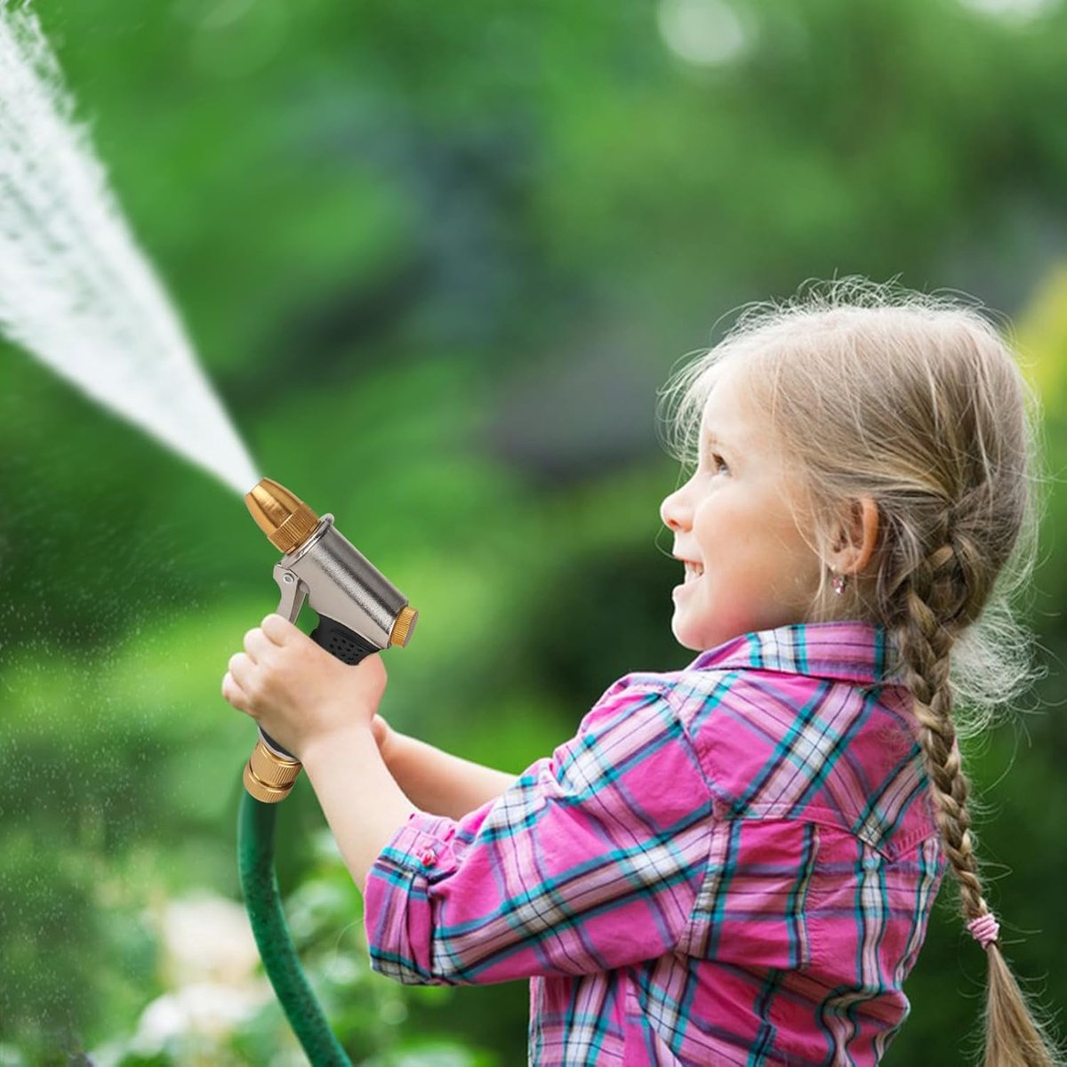 SnelShoppen - Garden Shower Set - Metalen Handdouche met 3 Functies - Verstelbare Waterstroom - Tuinspuitpistool voor Irrigatie, Autowassen en Huisdie