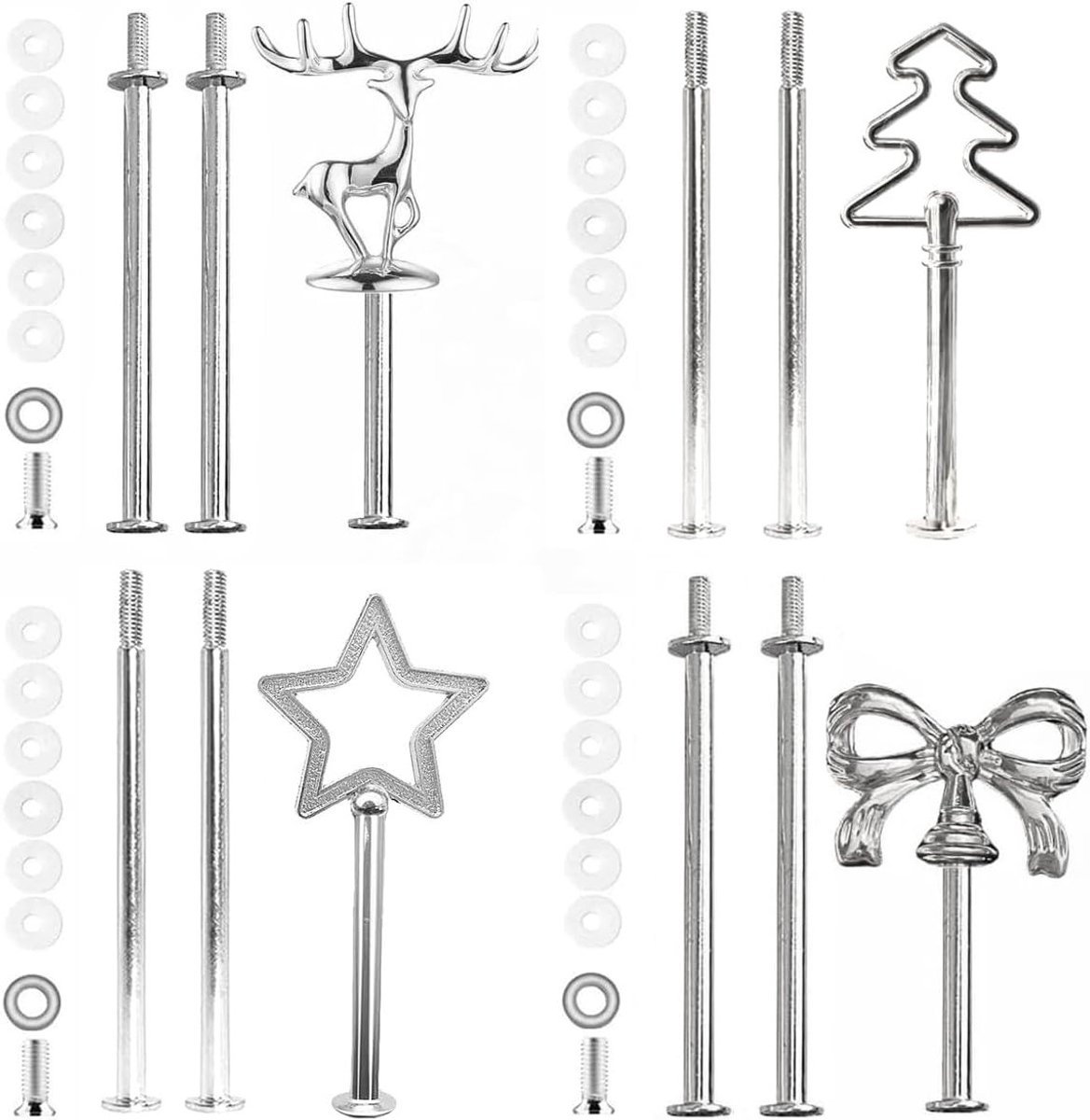 Set van 4 Tiers Tangen, Metalen Staven, Houder voor Taarten en Gebak, Perfect voor Bruiloften en Feesten
