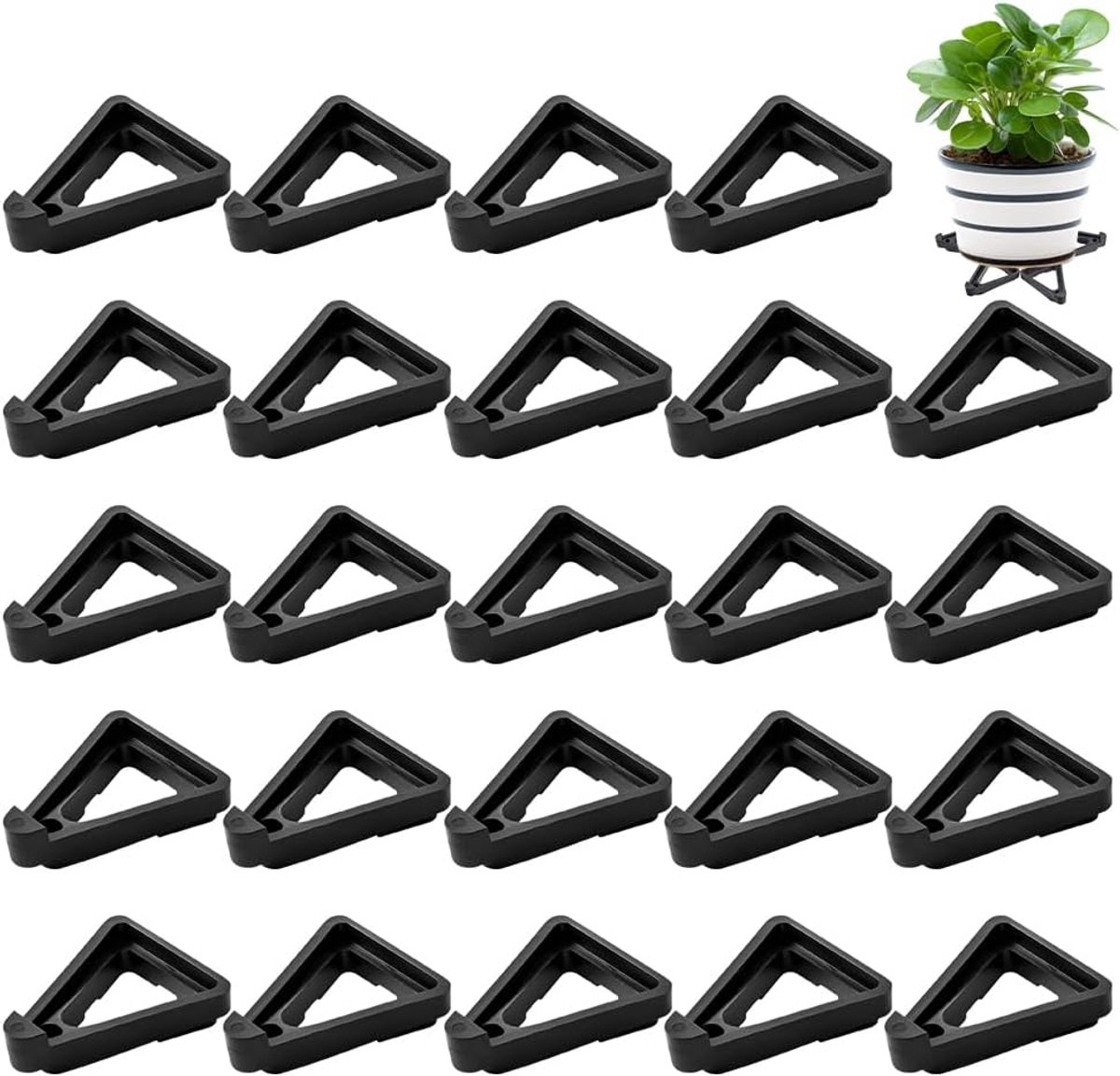 SnelShoppen - 24 Stuks Invisible Flower Pot Holders - Triangle Flower Pot Legs - Ademend, Weerbestendig, Non-Slip Potsteunen voor Tuin en Balkon