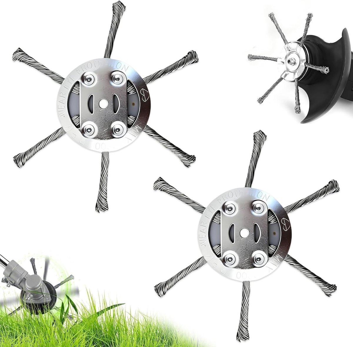 SnelShoppen - 2 Stuks Staaldraad Onkruidborstel - Reservekop voor Grastrimmer - 5 mm Boring - Tuinaccessoires voor Gazontimming en Onkruidverwijdering