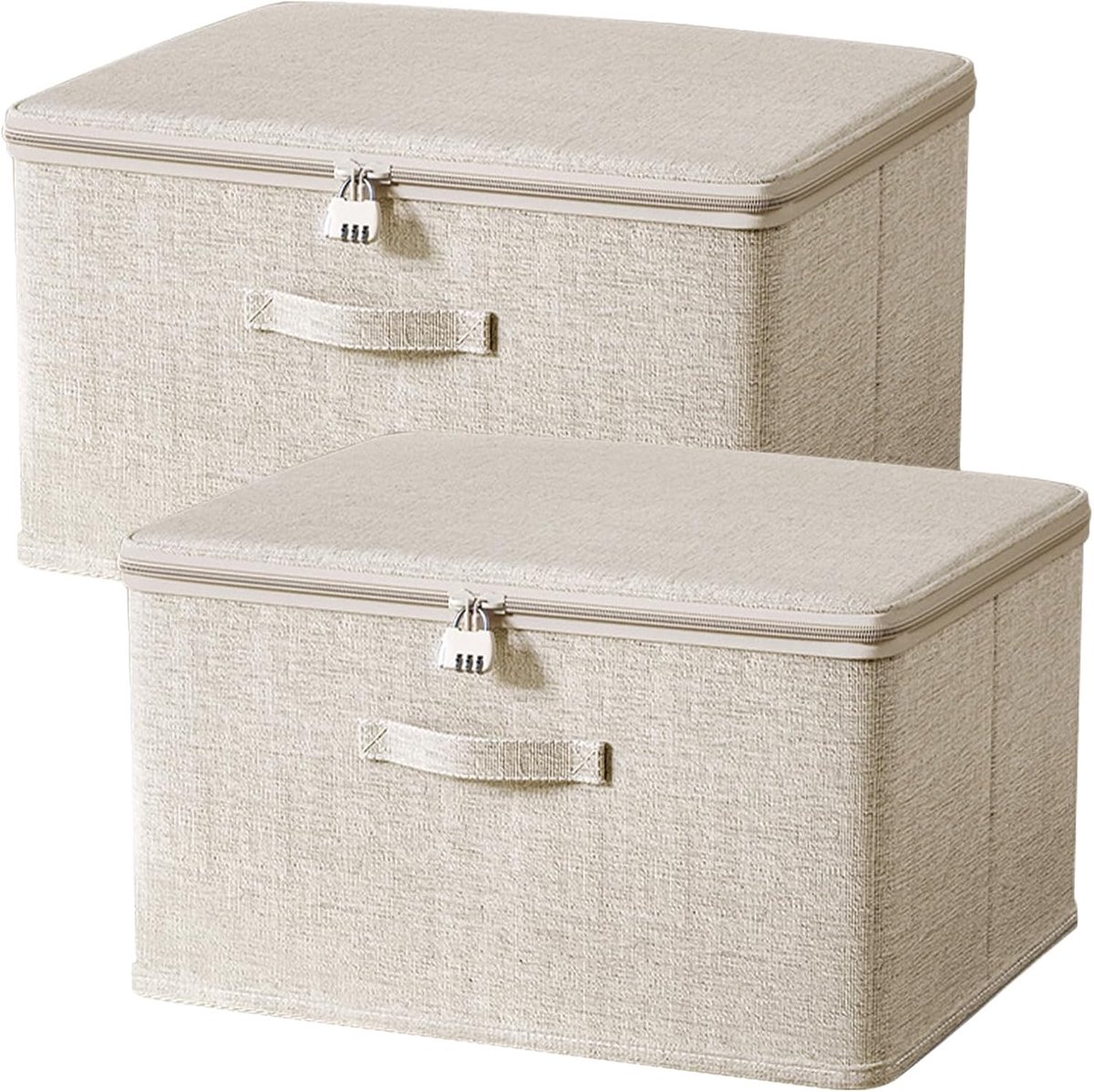 Thijox - Afsluitbare Opbergdoos voor Kleding en Speelgoed - Opvouwbare Doos van Stof, Katoen en Linnen - 2 Stuks 45 x 35 x 26 cm - Ideaal voor Verhuiz