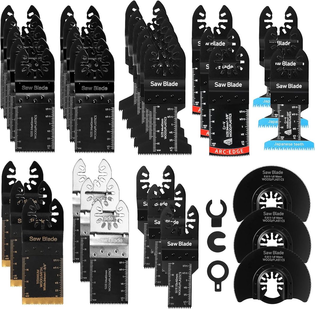 SnelShoppen - 34-delige Multitool Zaagbladen Set, Oscillerende Accessoires, Snelle Bevestiging, Multitool Blades, Hoogwaardige Staal, Multi-Purpose To