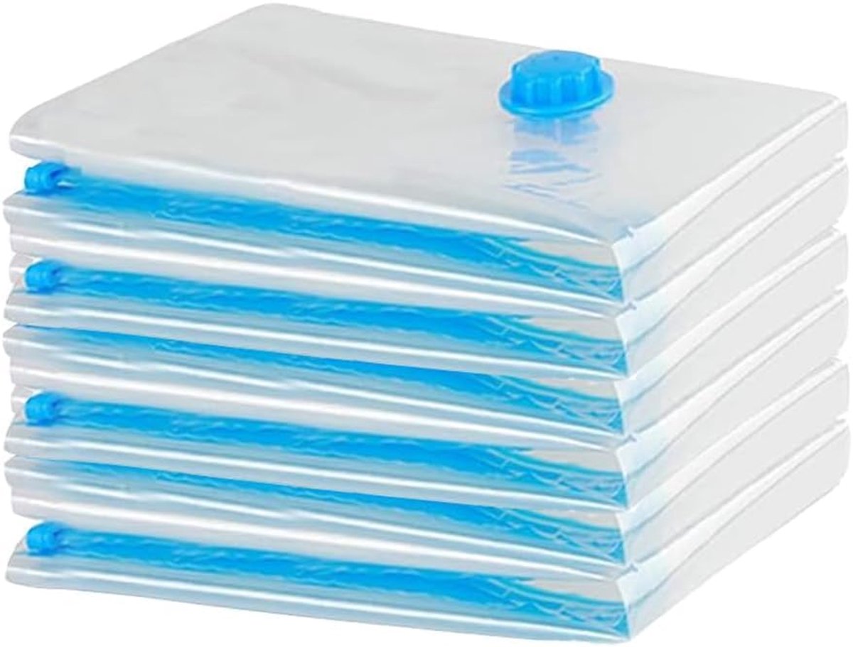 SnelShoppen - Vacuum Bags Set van 6 (60 x 40 cm) - Herbruikbare Opbergtassen voor Kleding, Beddengoed, Kussens - Transparant, Met Rits, Ideaal voor Re