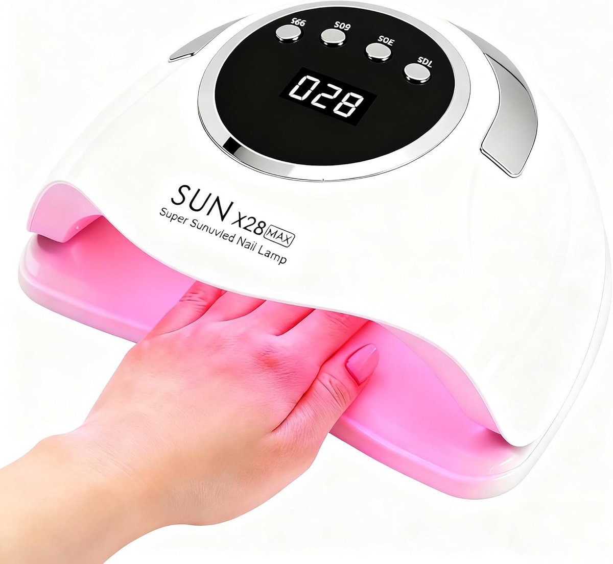 SnelShoppen - UV Nail Lamp 380W - Professionele Gel Nageldroger met 90 LEDs, Automatische Sensor, 4 Timer Instellingen, Draagbare Handgreep - UV/LED L