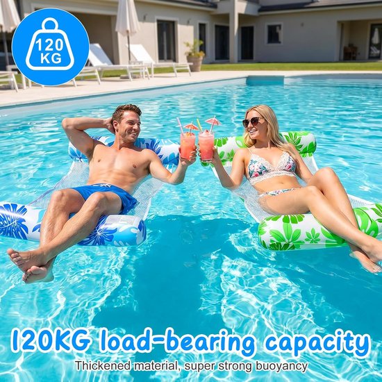 Thijox - Luchtmatras XL Set van 2 - Opblaasbare Waterhangmat met 2 Waterdichte Telefoonvakken - Perfect Zwembadspeelgoed voor Volwassenen en Kinderen van Thijox — afbeelding 4