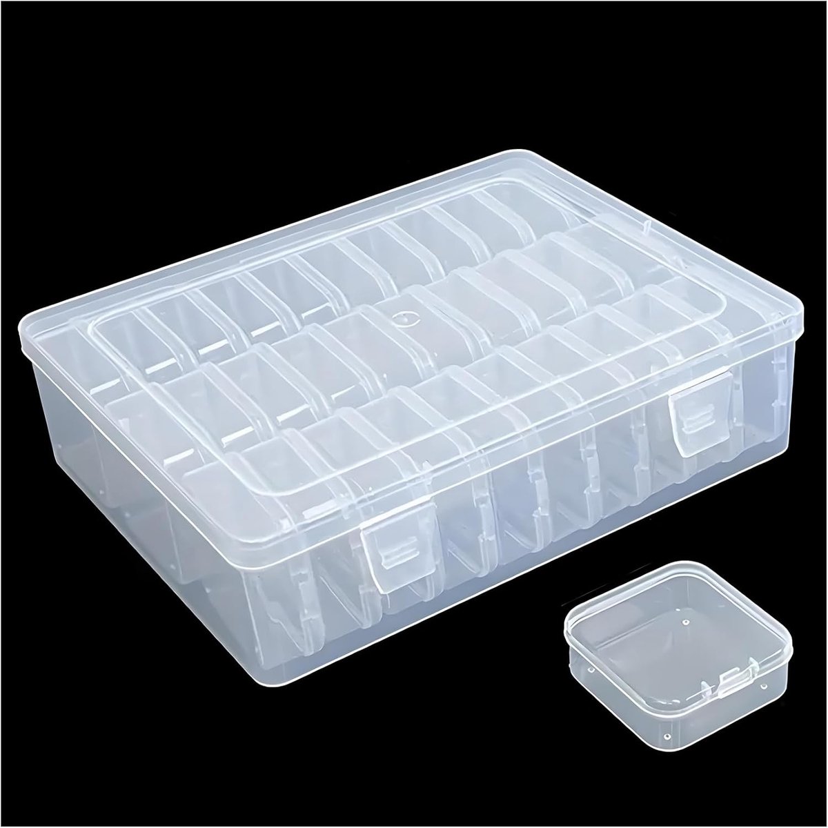 SnelShoppen - 31-Delige Opbergdoos (1 Grote + 30 Kleine Dozen) - Plastic Organizer voor Diamant Schilderen, Kralen & Sieraden, Transparante Opslagdoos