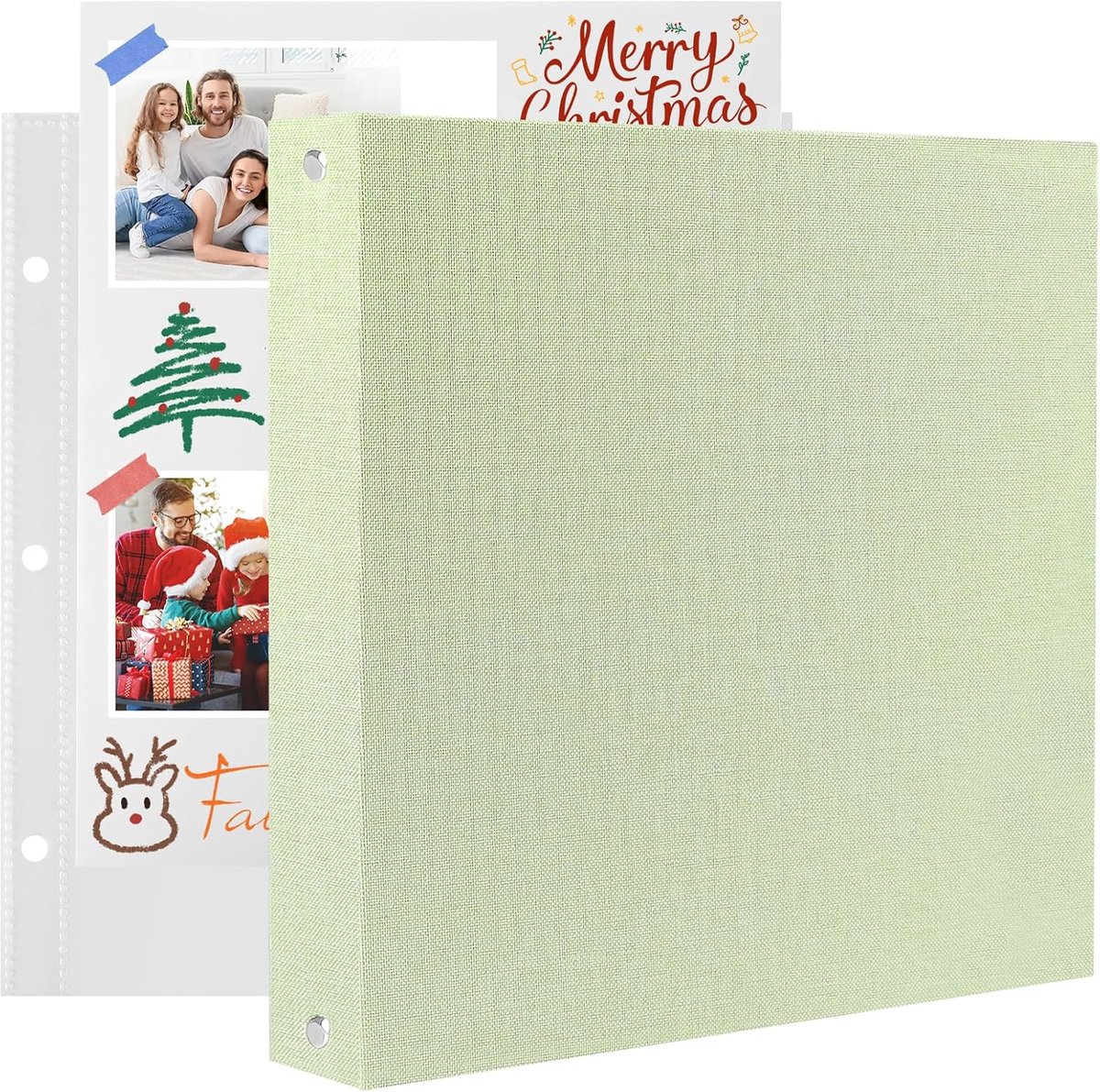 SnelShoppen - AIOR Fotoalbum Scrapbook 22x22 cm - 40 Pagina's - Linnen Cover - Groene Fotoalbum voor Verjaardagen, Bruiloften en Creatieve Moments