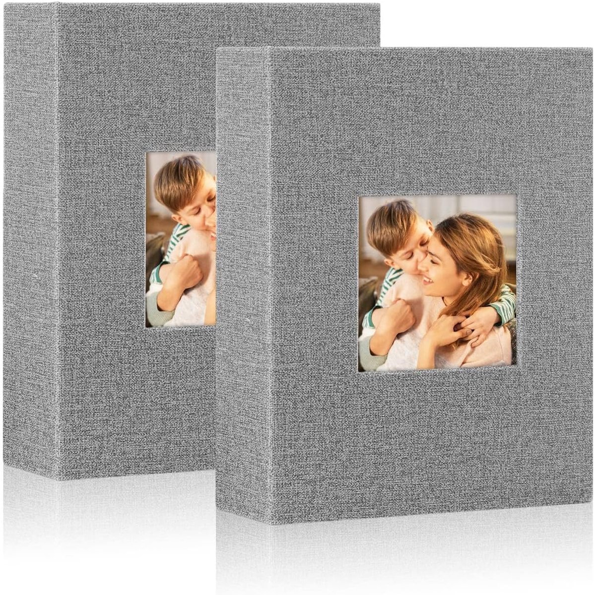 SnelShoppen - Photo Album 13 x 18 cm, 100 Foto's, 2 Stuks, Linnen, Instap Album voor Portretformaat, Grijs, Ideaal voor Feesten en Herinneringen