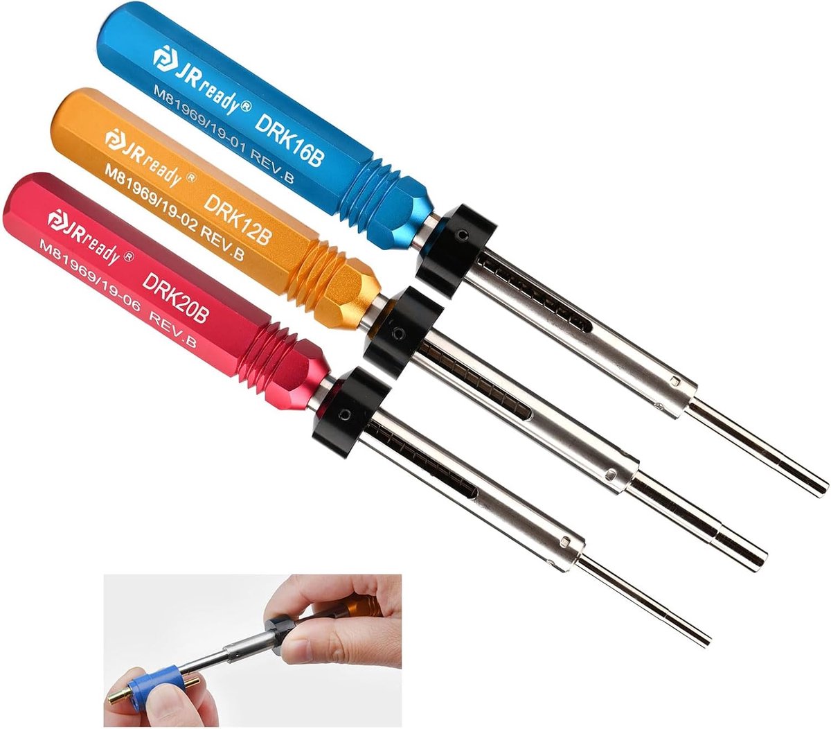 SnelShoppen - Terminal Removal Tool Kit - Pin Verwijder Tool Kit voor DRK12B M81969/19-02, DRK16B M81969/19-01, DRK20B M81969/19-06 - Professionele Sp