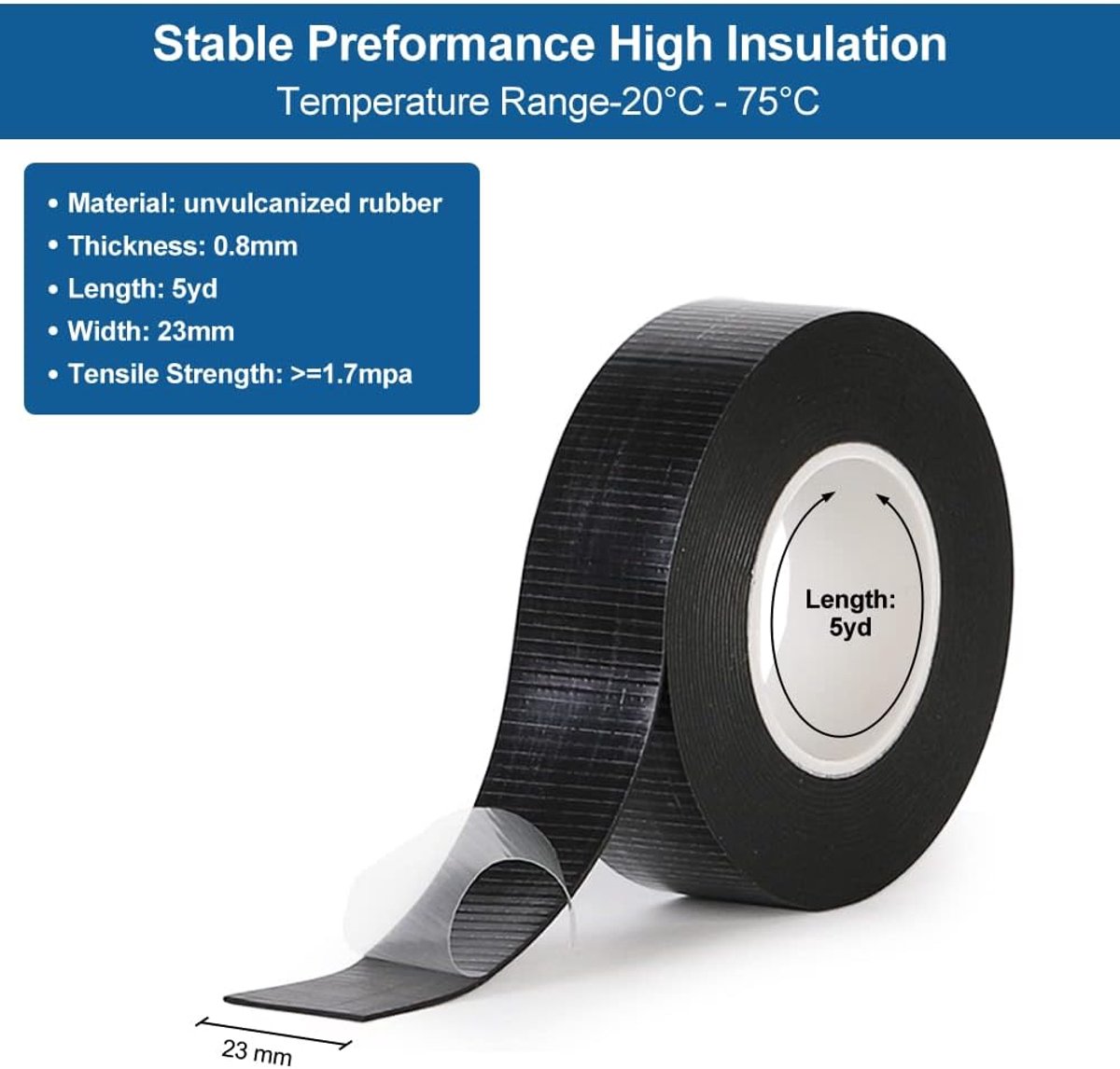 SnelShoppen - 2 Rollers 5m×23mm Zelfklevende Waterdichte Isolatietape | Noodreparatie Tape voor Slangen en Elektrische Kabels, Hoogwaardige Rubber, 10