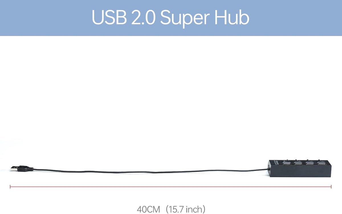 SnelShoppen - USB Stekkerdoos met 4 USB Aansluitingen en Individuele Schakelaars, 1,8 Meter Verlengsnoer met Bescherming voor Bouwblokverlichting, Sem
