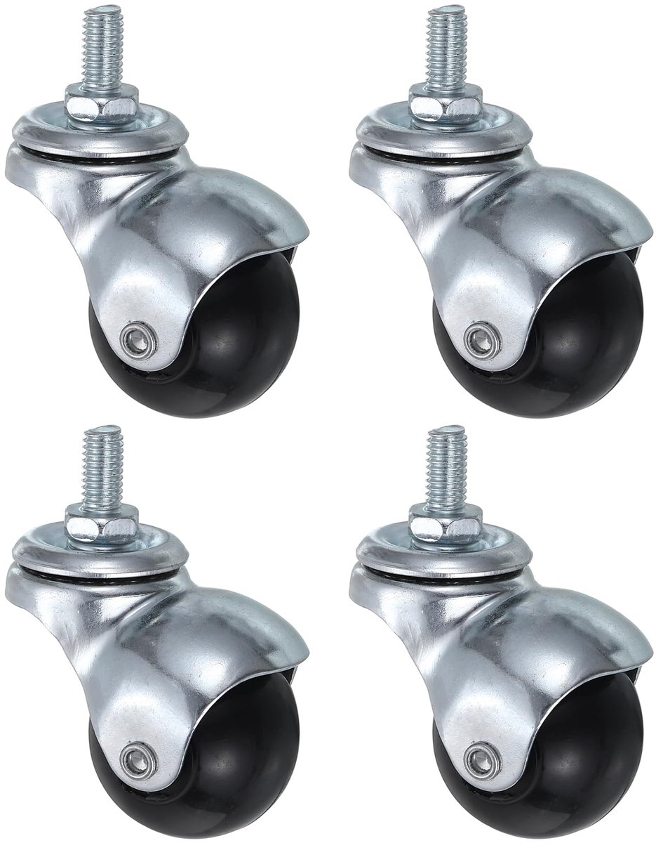 QTTVBTNA -Meubelwielen - Zwenkwieltjes - Meubelrollers - Set van 4, balwielen, 39,5 mm diameter, PP - 360° zwenkbaar, stil, roestvrij - Met kogellagers, steekpen 8×15 mm - Voor stoelen, banken, kasten en bureaus