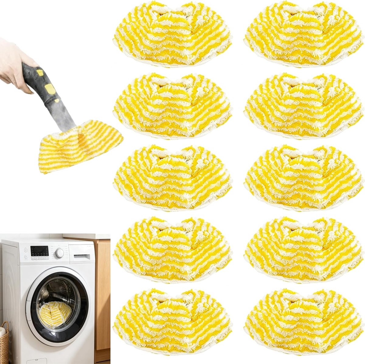 Vervanghoezen voor Stoomreiniger Handmondstuk, 10-Delige Set, Sterk Absorberend en Wasbaar Microvezel Accessoires voor Effectieve Reiniging