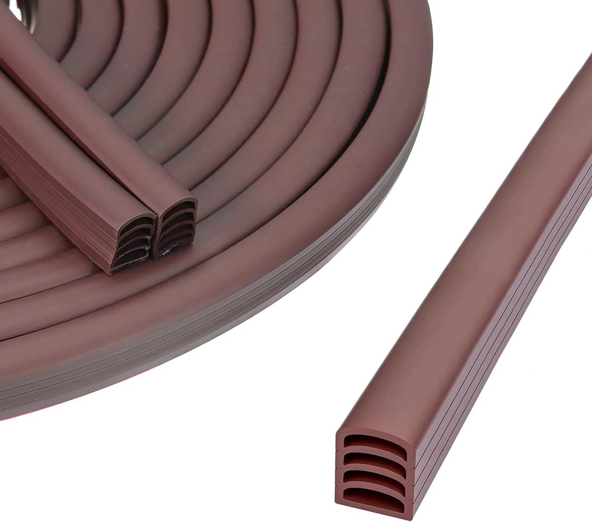 Zelfklevende D-vormige Deurrubber 6 m x 10 mm x 12 mm - Waterdichte Raamafdichting en Isolatie Strip voor Openingen van 2-12 mm (Bruin)