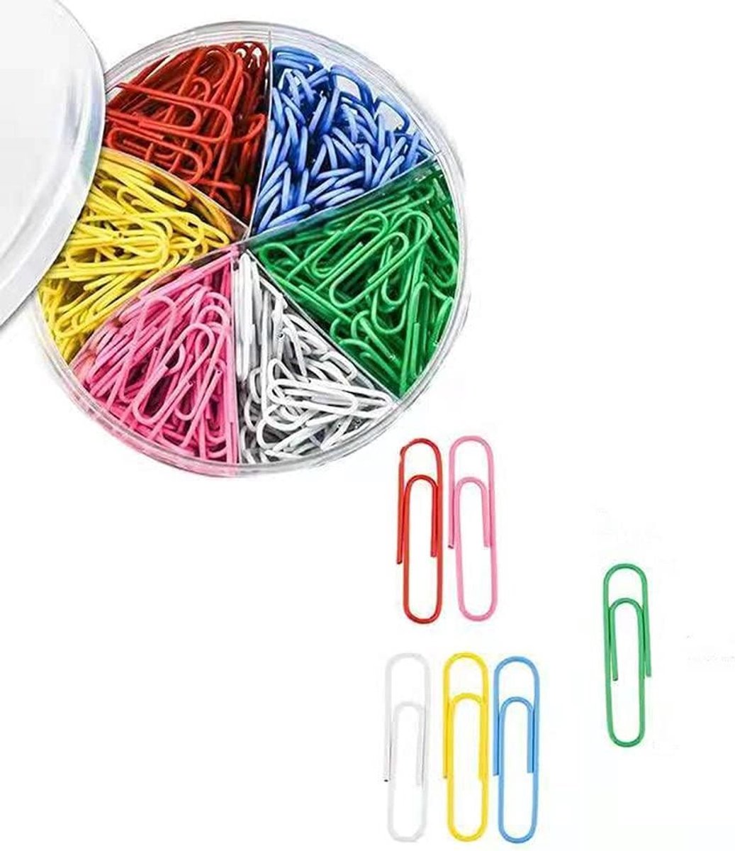 600 metalen paperclips in 6 kleuren, perfect voor kantoor, school en persoonlijk gebruik - 28 mm formaat