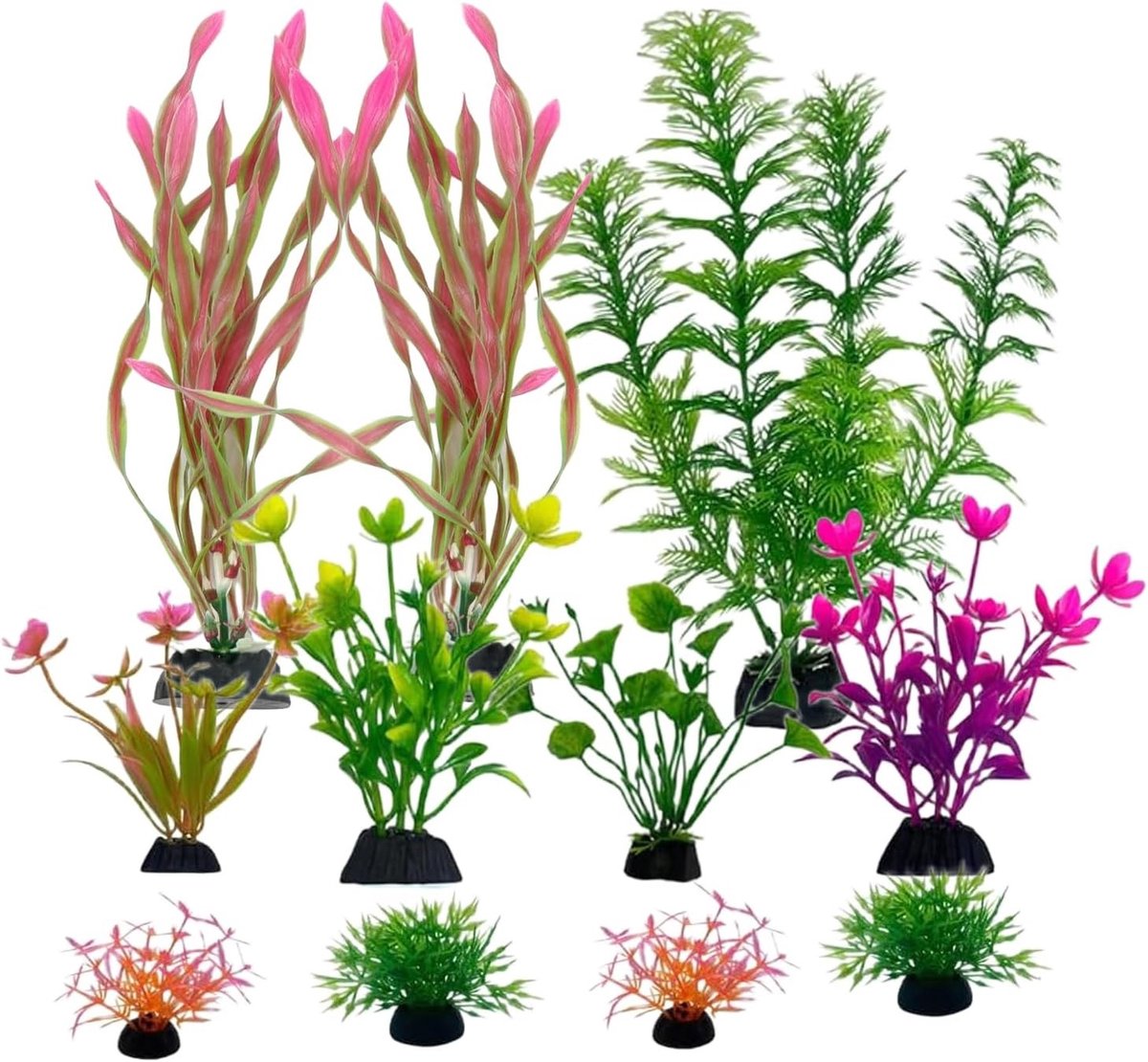 Kleurige Kunstplanten voor Aquariums en Vijvers - Set van 11 Stukken, Ideaal voor Vis- en Schildpaddenbakken, Natuurlijke Decoratie en Onderwateromgeving