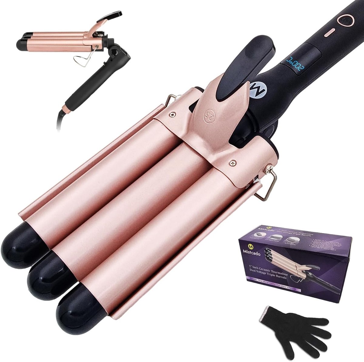 Wafeltang haar - Zwart - 25 mm - Keramische Toermalijn Rollen - Opvouwbare Draagbare Haarstyler voor Alle Haartypes