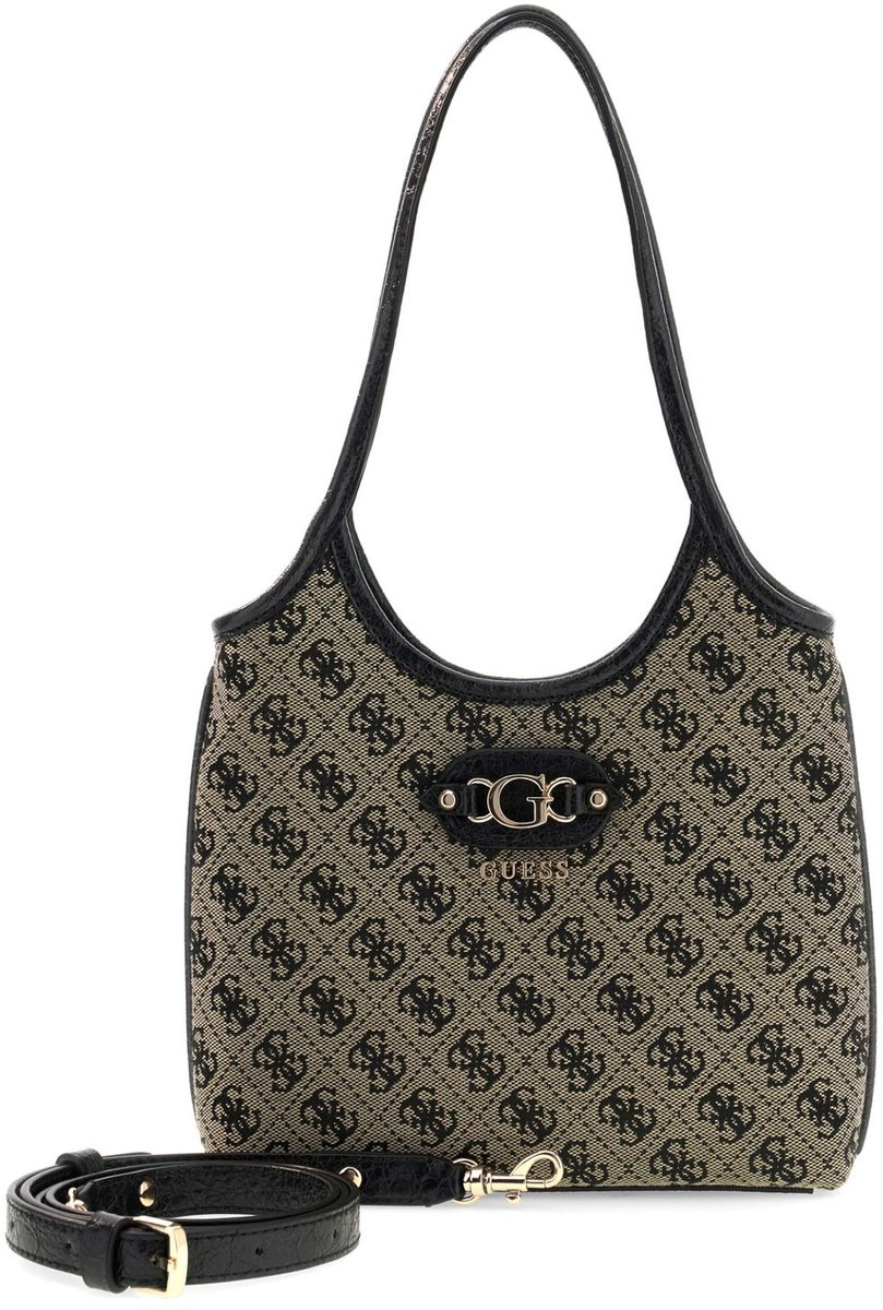 GUESS handtas schoudertas Samantha Mini Tote Black Logo beige