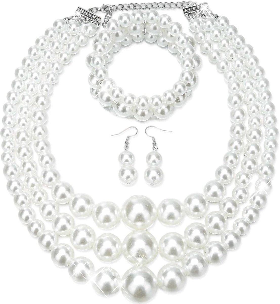 Vintage parelketting choker uit de jaren 1920, lange halsketting voor kostuums en feestaccessoires voor volwassenen