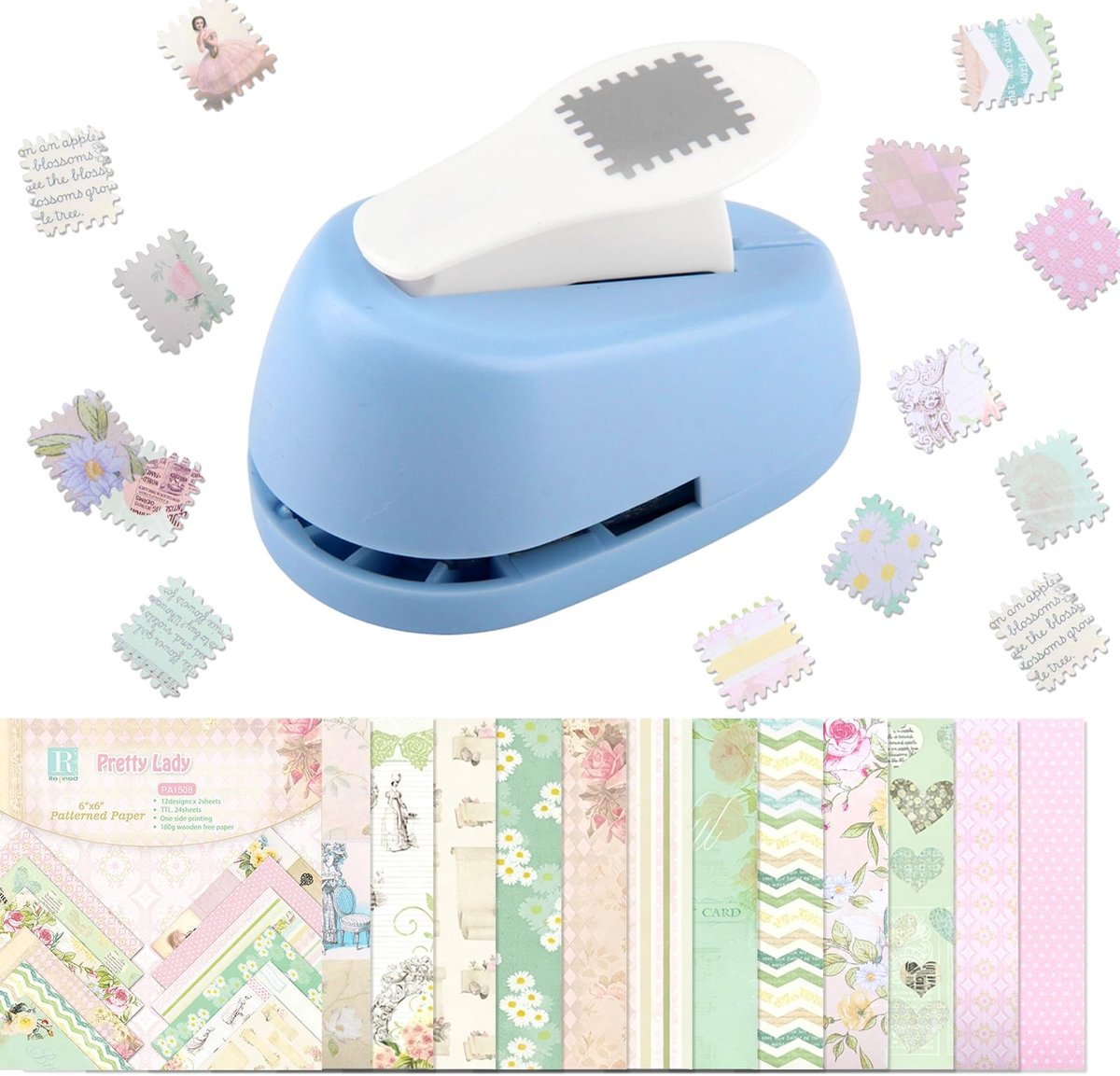 Omgoods - Creatieve Motiefpons met 24 Scrapbookpapier voor Knutselen