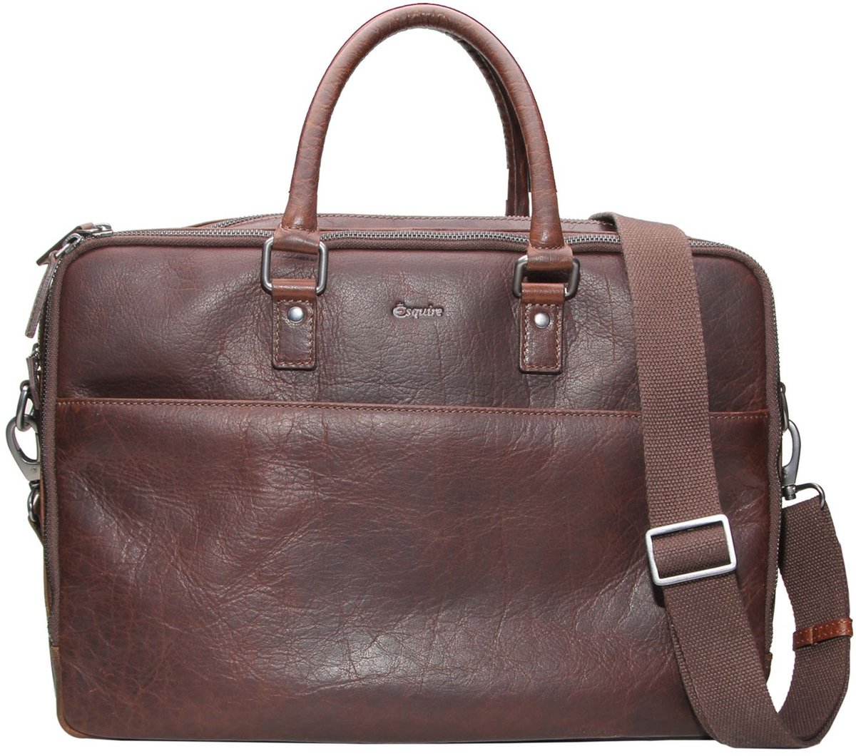 Esquire business tas laptoptas met laptopvak Buffalo 85 Business Bag Brown donkerbruin