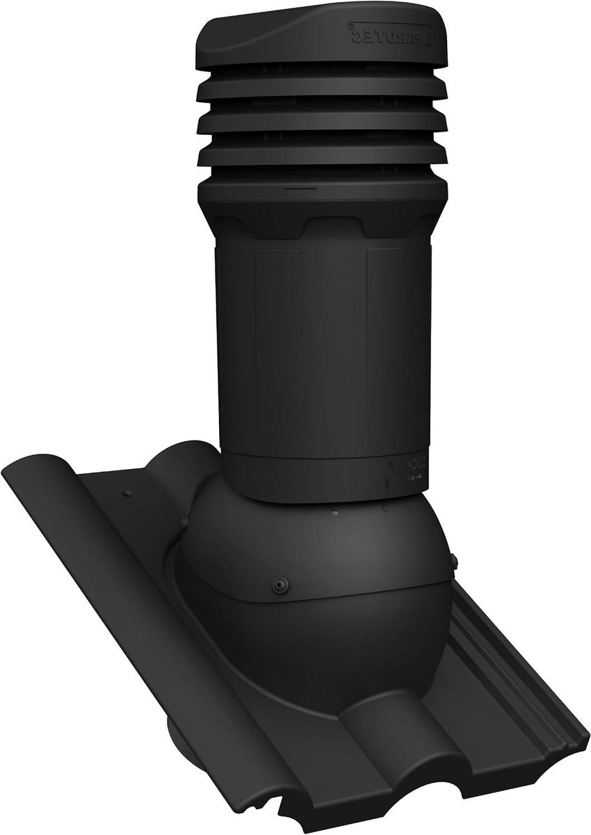 Dakventilatie Kachel - Ventilatiepijp - Passieve Dakventilatie - Inclusief Waterpas - 125 mm Diameter - Zwart