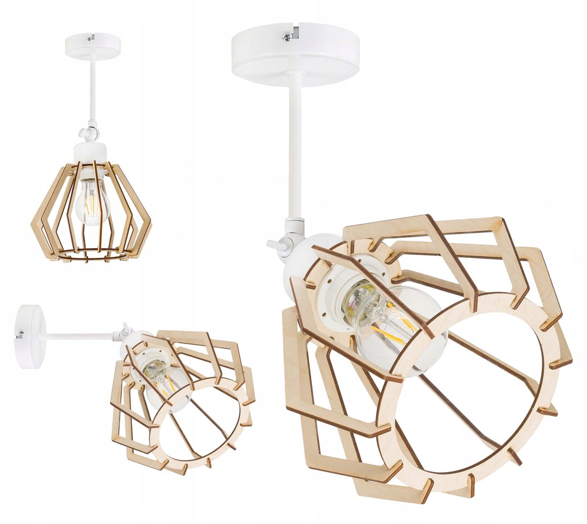 Industriële wandlamp & hanglamp E27 met Hout, Verstelbaar