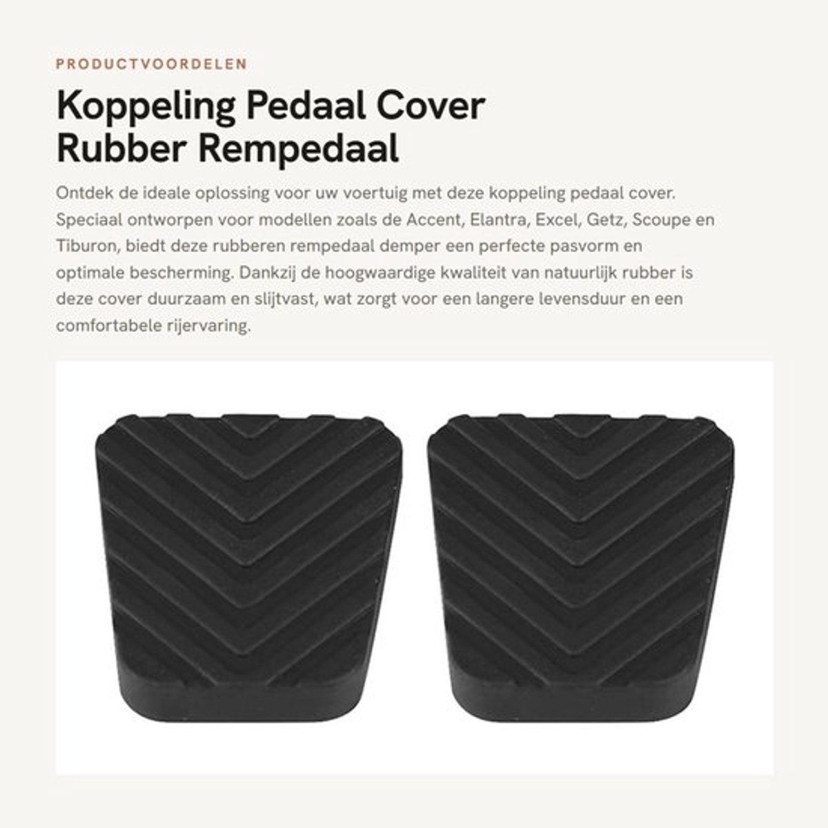 Rempedaal Cover 2 Stuks - Rubber Koppeling Pedaal - Slijtvast - Eenvoudig te Installeren - Geschikt voor Accent/Elantra/Excel/Getz/Scoupe/Tiburon - 6.5x5.5cm - Pedaalrubber