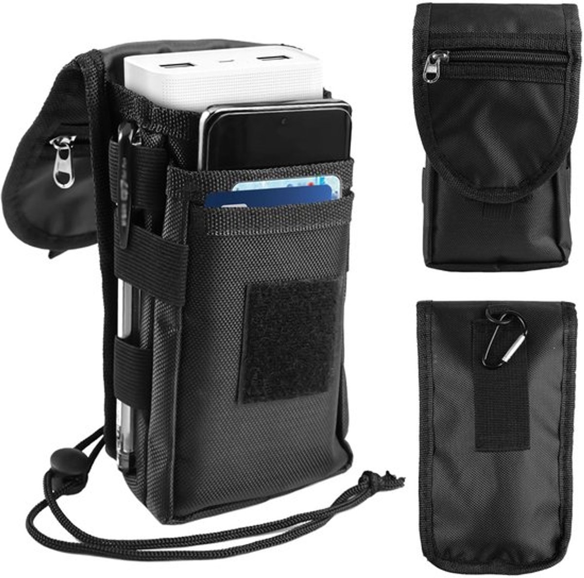 Heuptasje Zwart - Mobiele Telefoon - Oxford Doek - Draagbaar - Versterkte Clip - Voorkom Krassen - 20cm x 12cm x 5cm - Telefoonheuptas