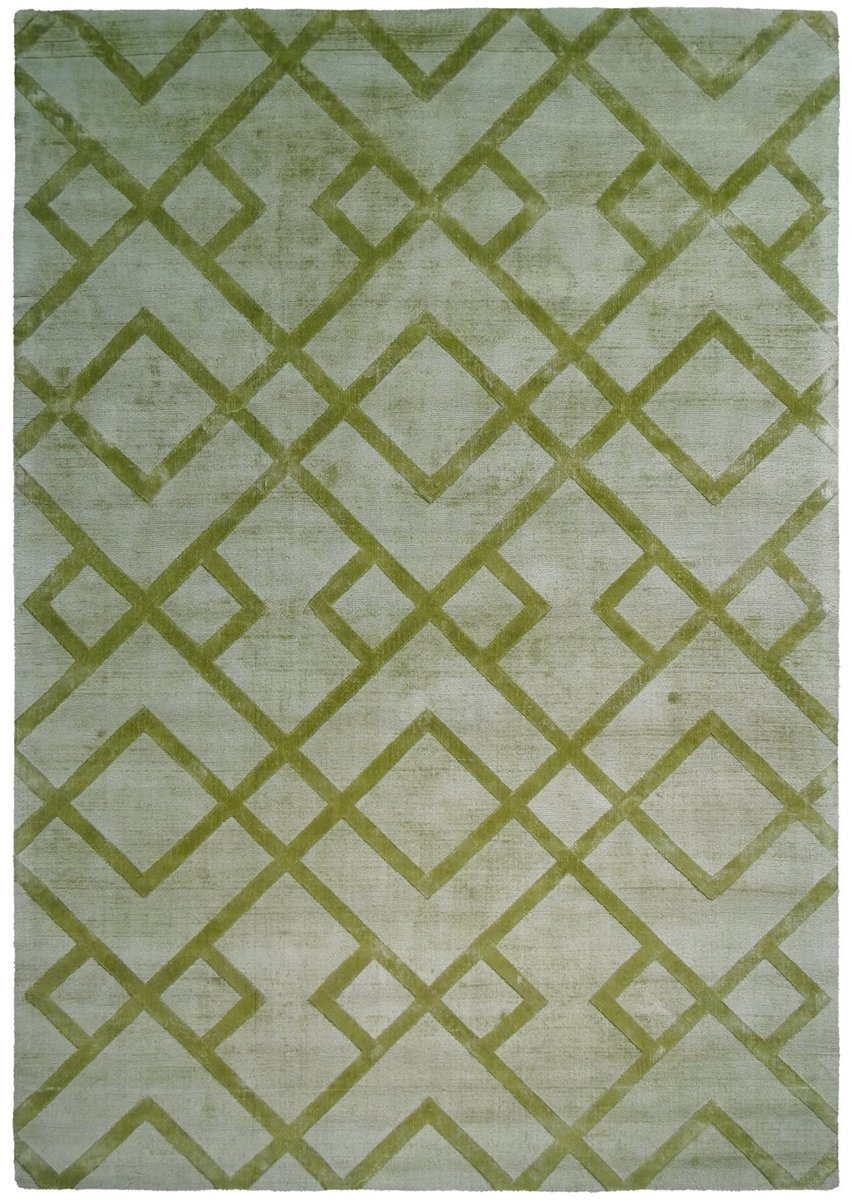 Padiro laagpolig vloerkleed 120 x 170 cm - groen - modern geometrisch patroon - geschikt voor vloerverwarming - van viscose