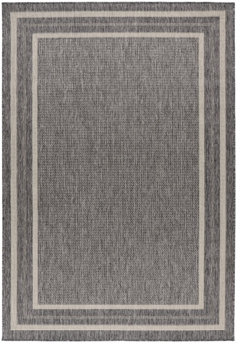 Padiro laagpolig vloerkleed 60 x 110 cm - zilver - modern geometrisch patroon - voor binnen en buiten - geschikt voor vloerverwarming - van polypropyleen