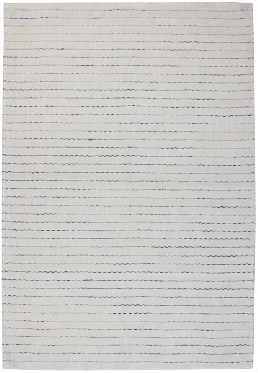 Padiro laagpolig vloerkleed 200 x 290 cm - wit / grijs - modern streeppatroon - geschikt voor vloerverwarming - van viscose en wol