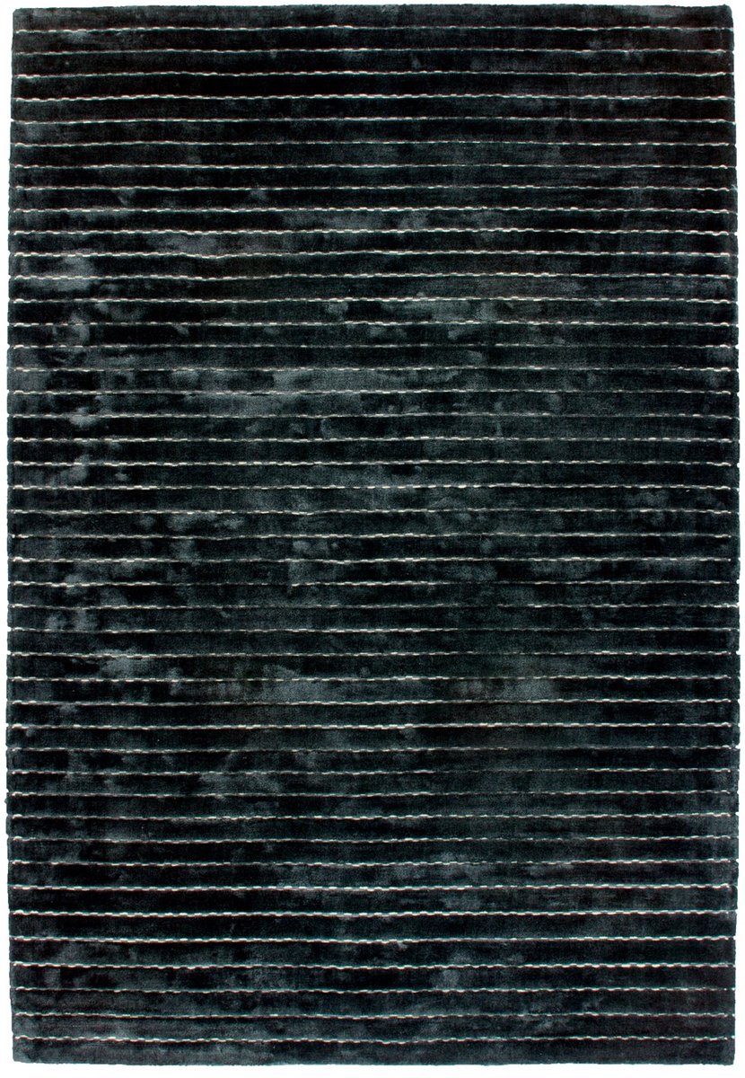 Padiro laagpolig vloerkleed 120 x 170 cm - antraciet / meerkleurig - modern streeppatroon - geschikt voor vloerverwarming - van viscose en wol