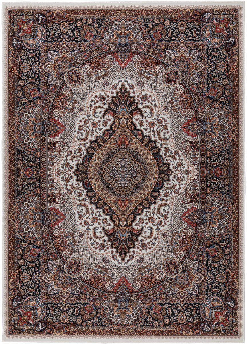 Padiro laagpolig vloerkleed 240 x 330 cm - meerkleurig - vintage patroon - geschikt voor vloerverwarming - van polyester