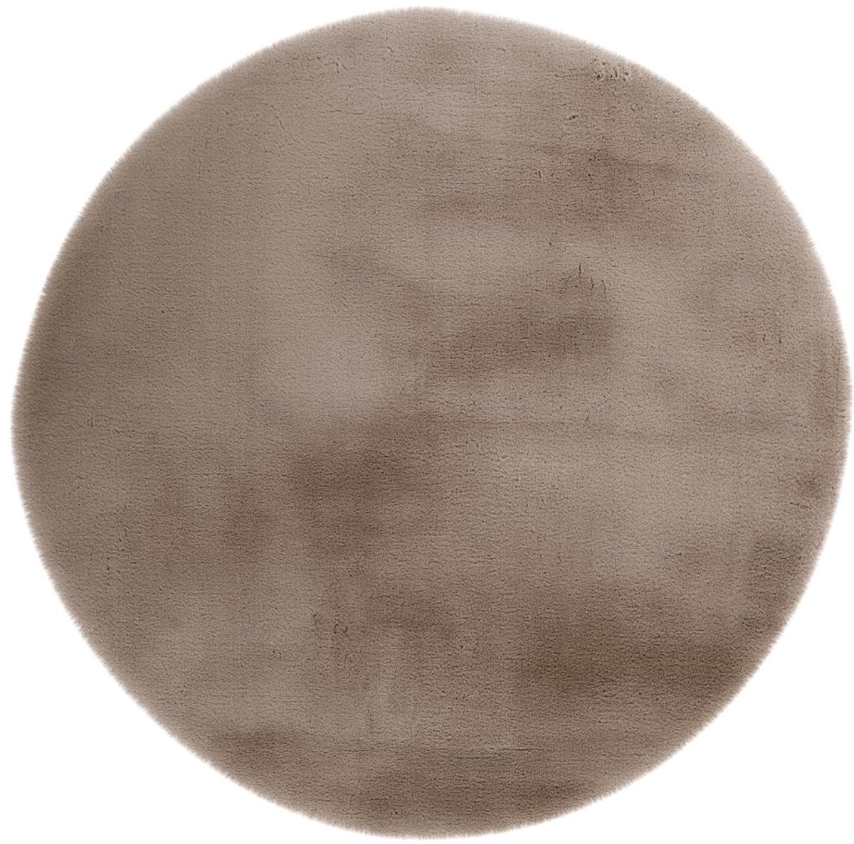 Padiro rond hoogpolig vloerkleed Ø 120 cm - taupe - modern effen design - geschikt voor vloerverwarming - van polyester