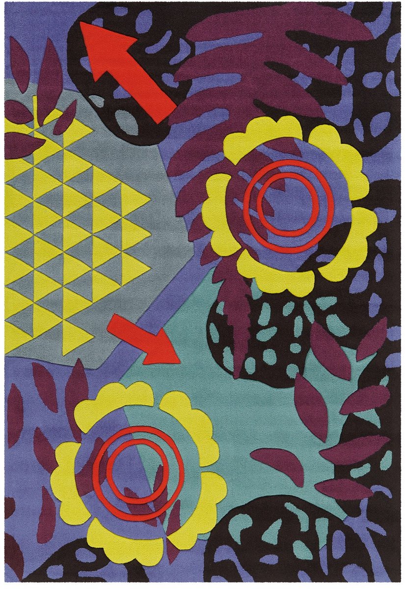 Padiro laagpolig vloerkleed 140 x 200 cm - meerkleurig - botanisch bloemenpatroon - geschikt voor vloerverwarming - van modacryl