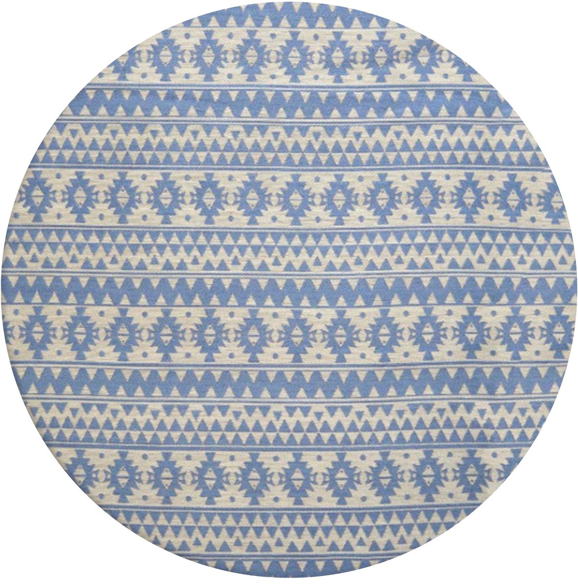 Padiro rond vlakgeweven vloerkleed Ø 120 cm - lichtblauw - vintage patroon - geschikt voor vloerverwarming - van polyester