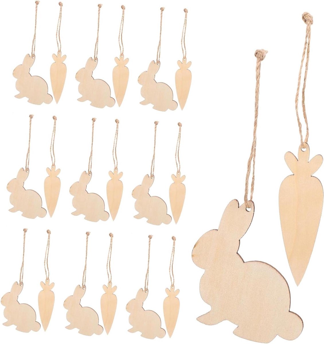 Houten Paasornamenten - Paasdecoratie Knutseldecoratie - Paasversiering Maken - Zelf Te Schilderen - 8.4 x 8 cm - Lichtgeel