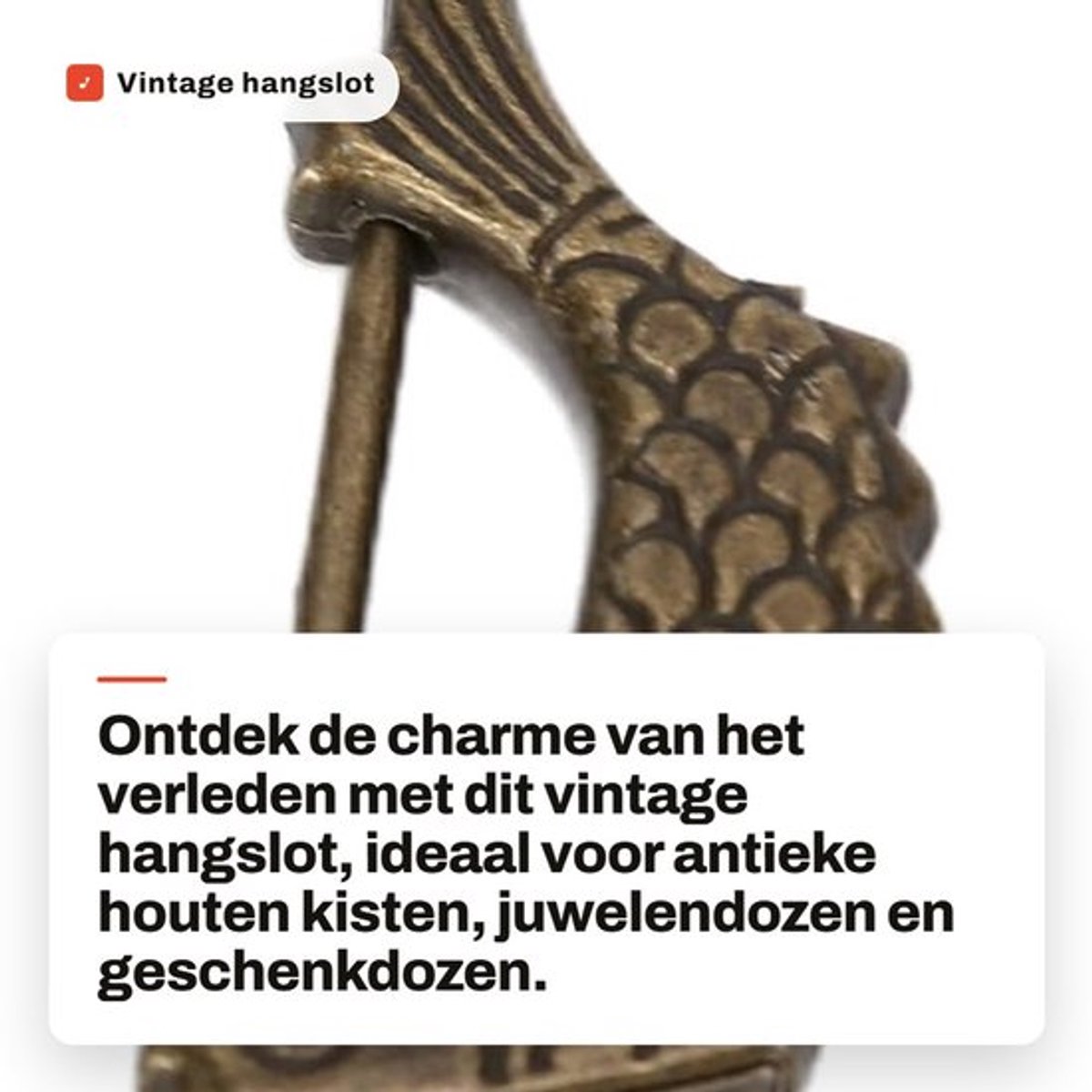 Hangslot Antiek Design - Vintage Messing Slot - Stevig en Duurzaam - Voor Juwelenkisten - Retro Ornament - Uniek Cadeau